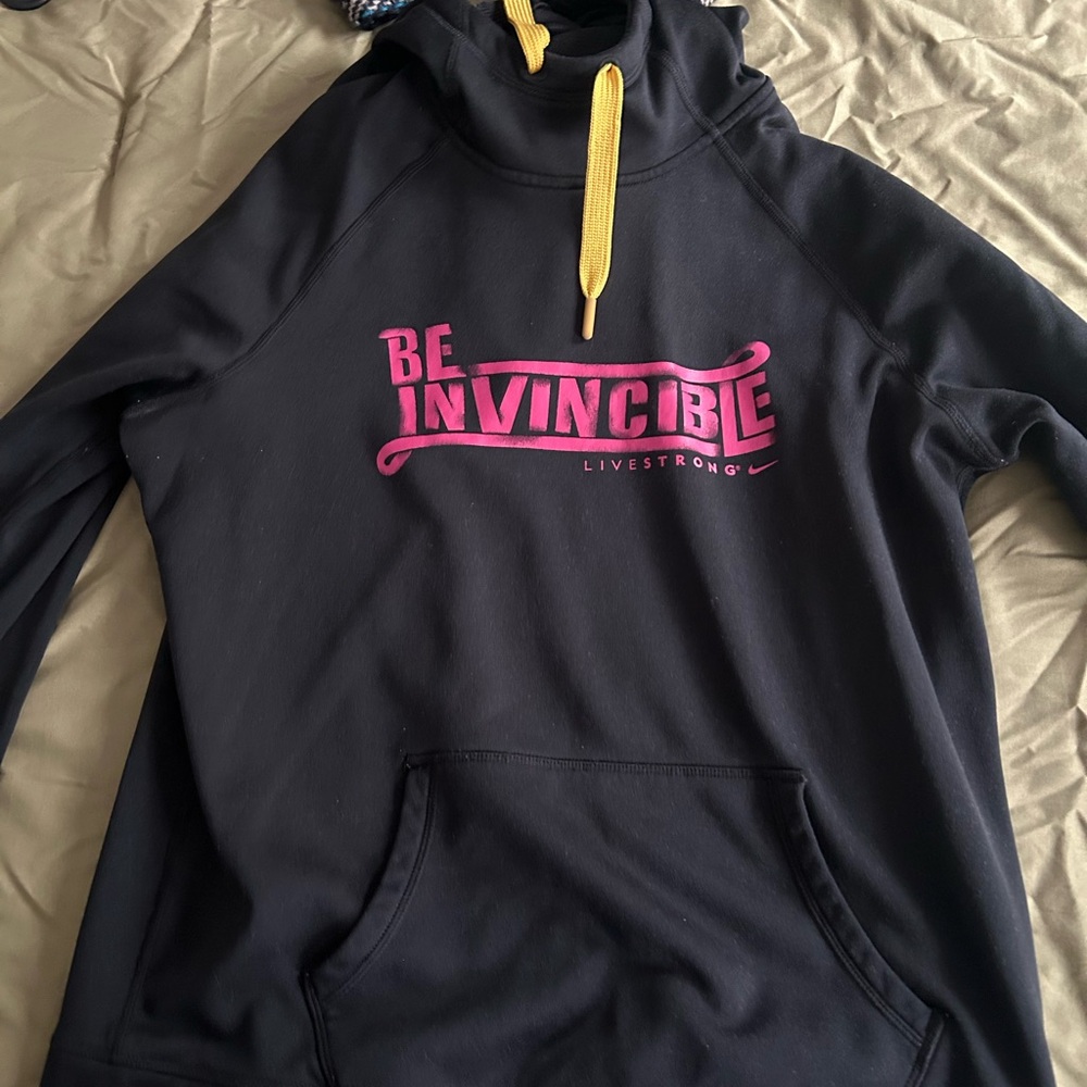 Nike Women's Black and Pink Cowl Neck Sweater